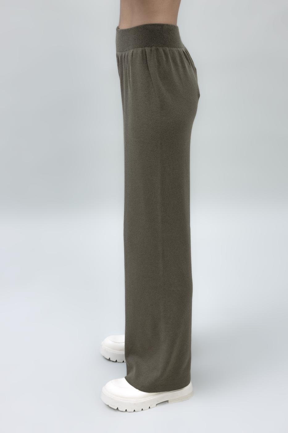 Bayan Haki Bol Paça Triko Pantolon