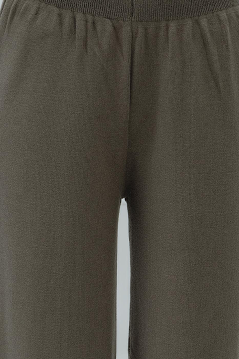 Bayan Haki Bol Paça Triko Pantolon