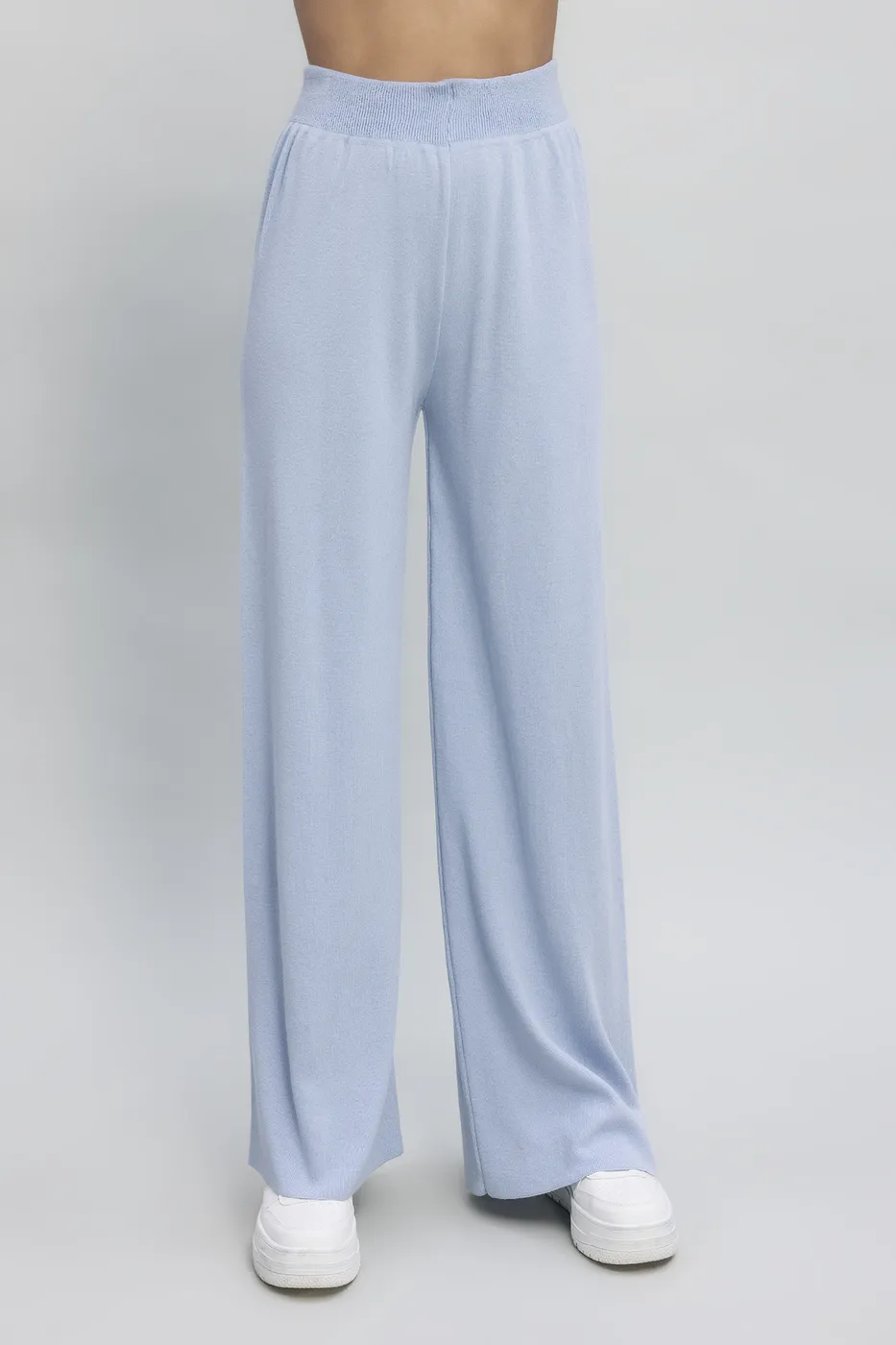 Bayan Mavi Bol Paça Triko Pantolon