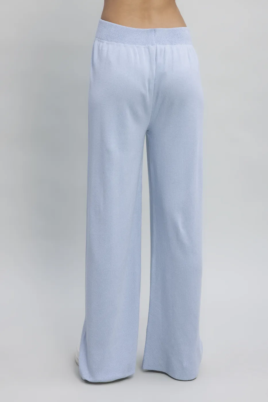 Bayan Mavi Bol Paça Triko Pantolon