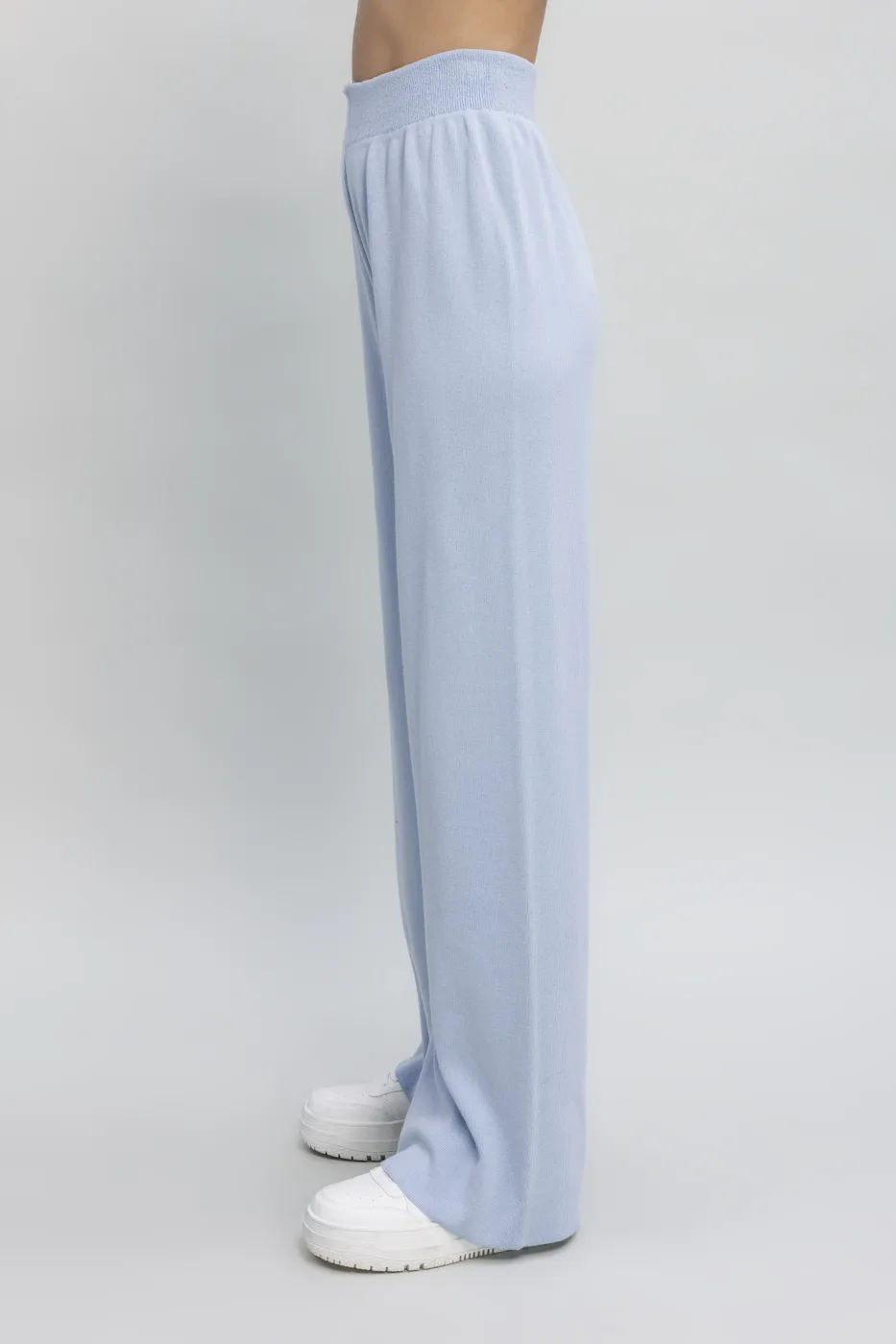 Bayan Mavi Bol Paça Triko Pantolon