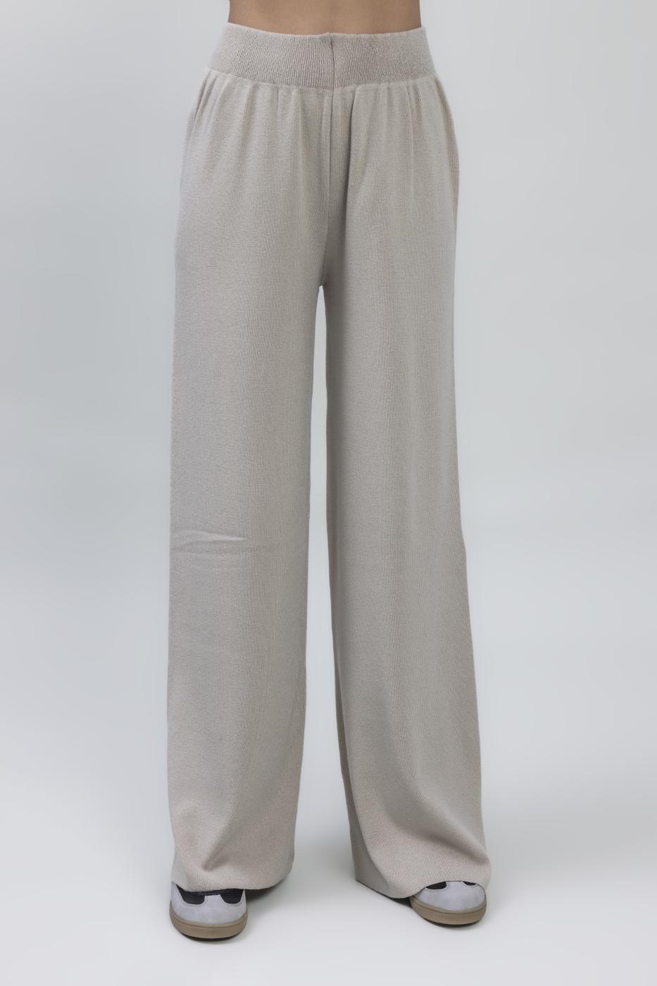 Bayan Taş Bol Paça Triko Pantolon