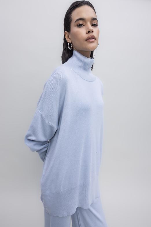 Bayan  Dik Balıkçı Yaka Rahat Kalıp Triko Kazak