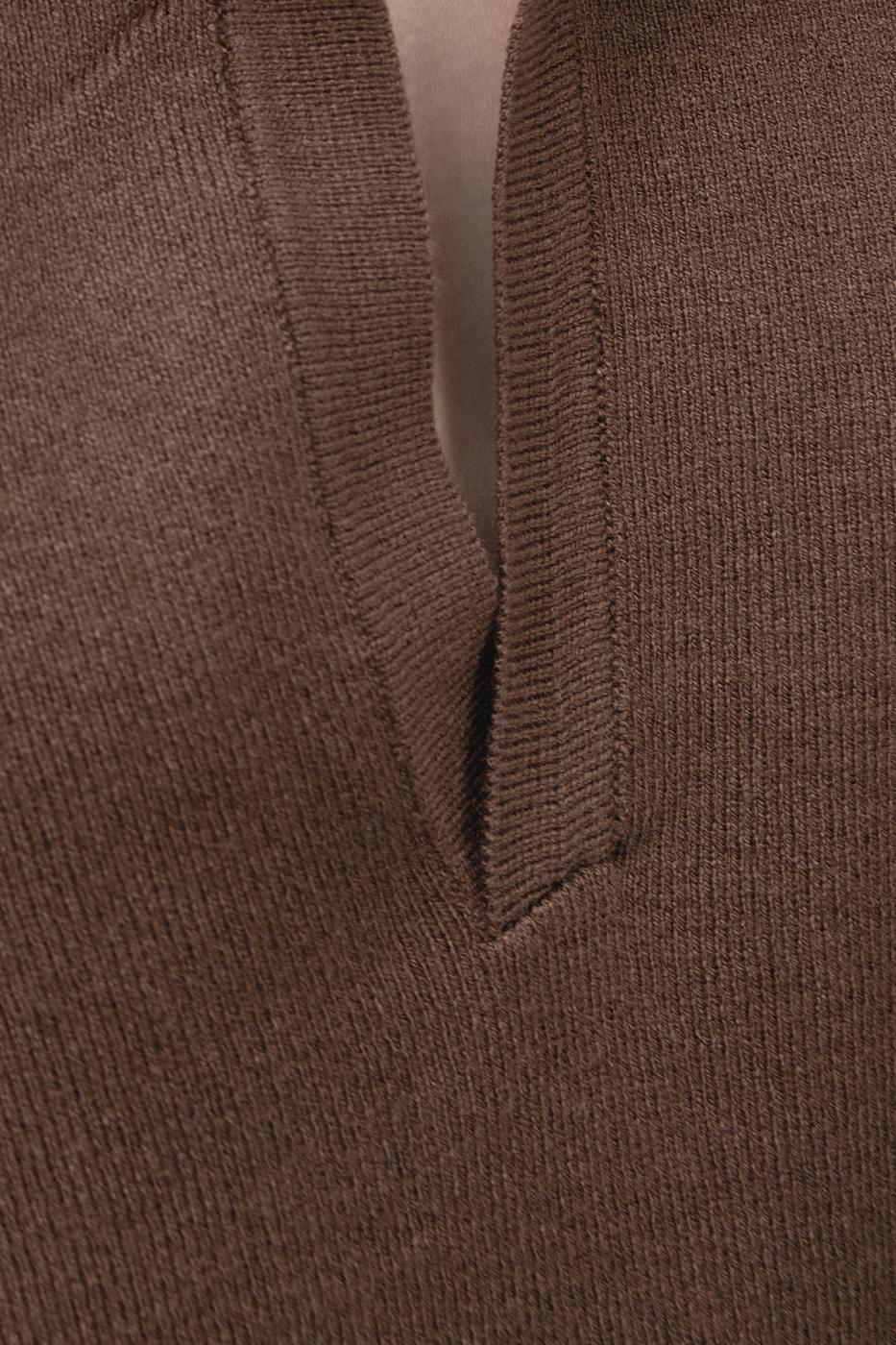 Bayan Kahverengi Yakalı Oversize Triko Kazak
