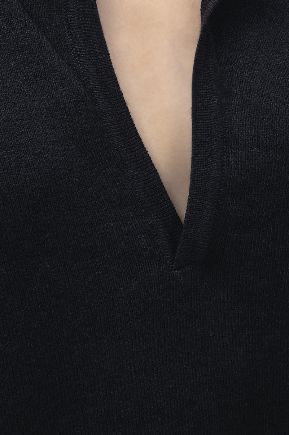 Bayan Siyah Yakalı Oversize Triko Kazak