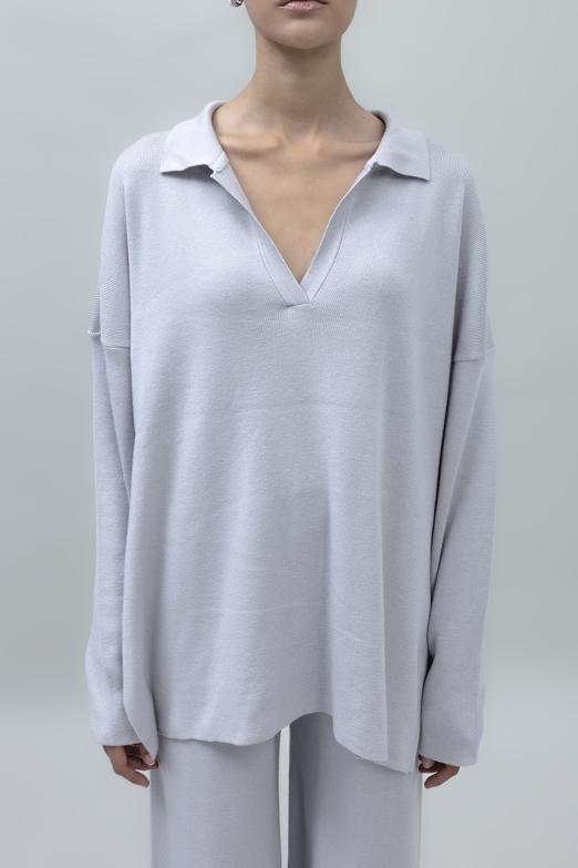 Bayan Taş Yakalı Oversize Triko Kazak - BSL