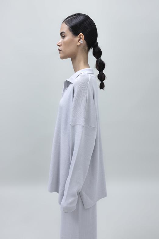 Bayan Taş Yakalı Oversize Triko Kazak - BSL