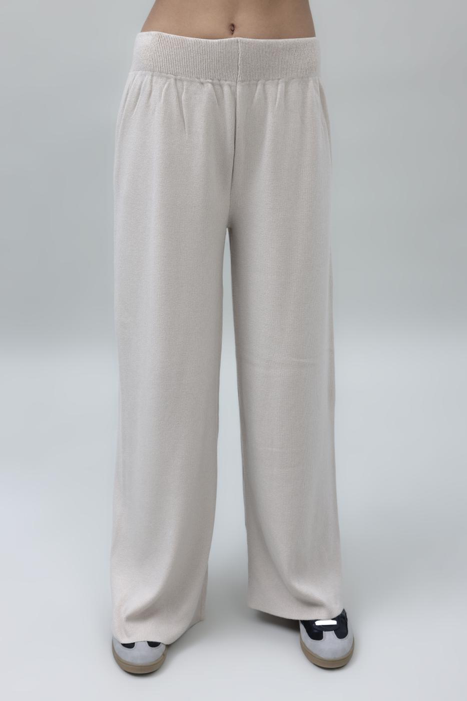 Bayan Bej Bol Paça Triko Pantolon