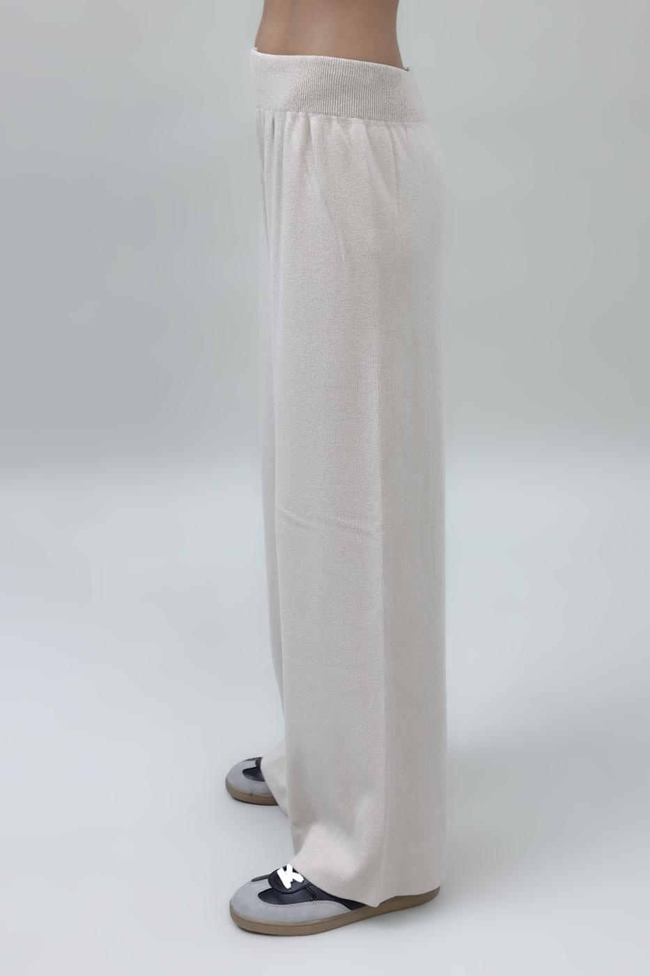 Bayan Bej Bol Paça Triko Pantolon