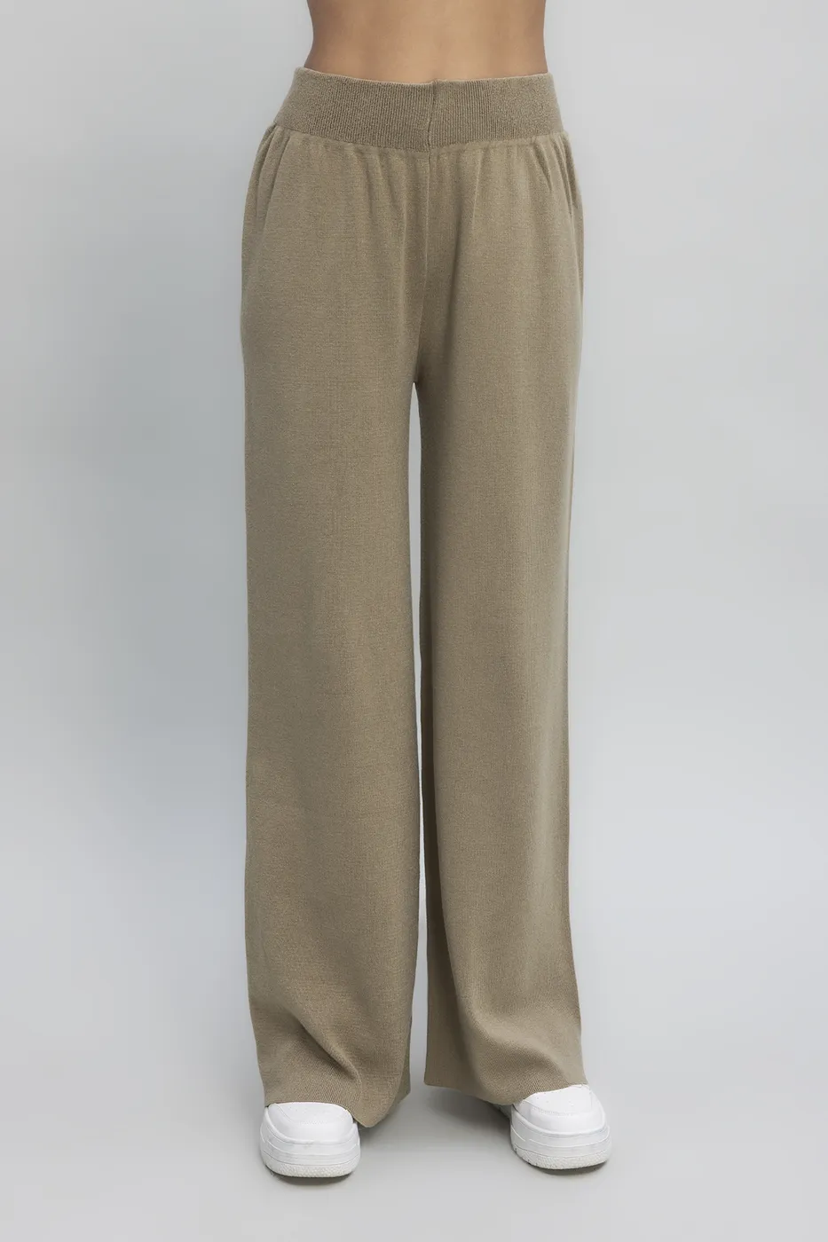 Bayan Haki Bol Paça Triko Pantolon