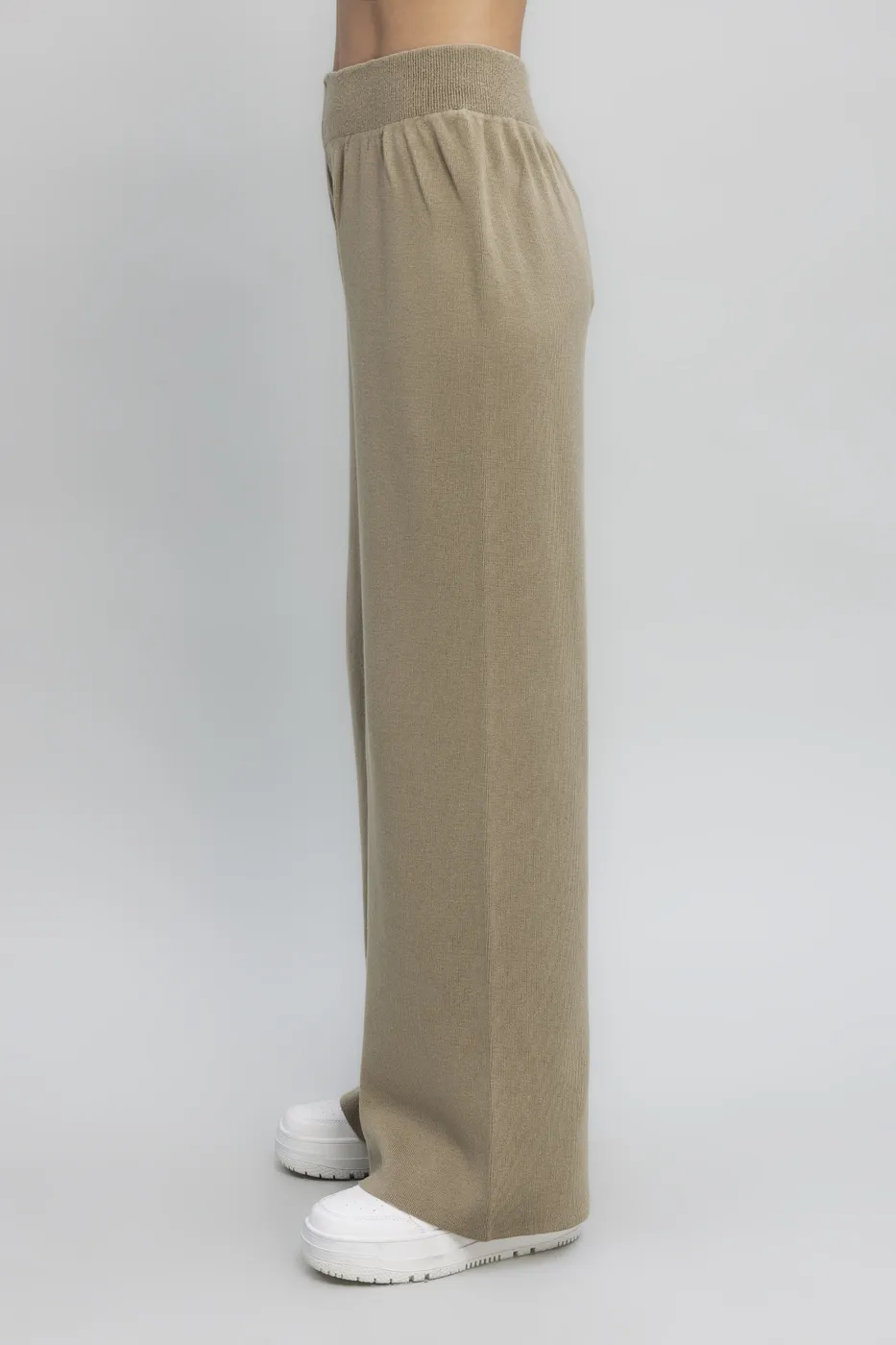 Bayan Haki Bol Paça Triko Pantolon