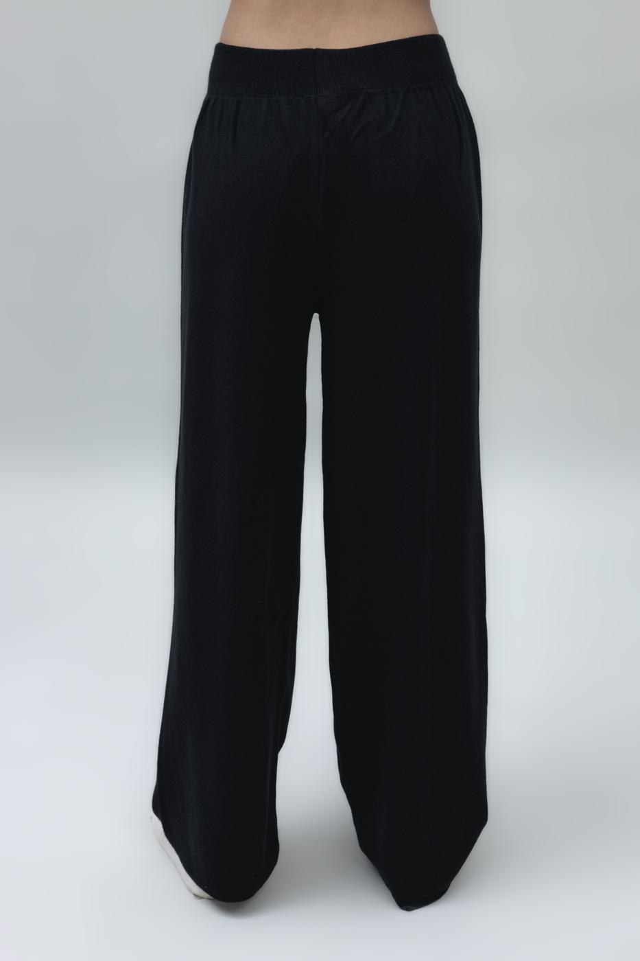 Bayan Siyah Bol Paça Triko Pantolon