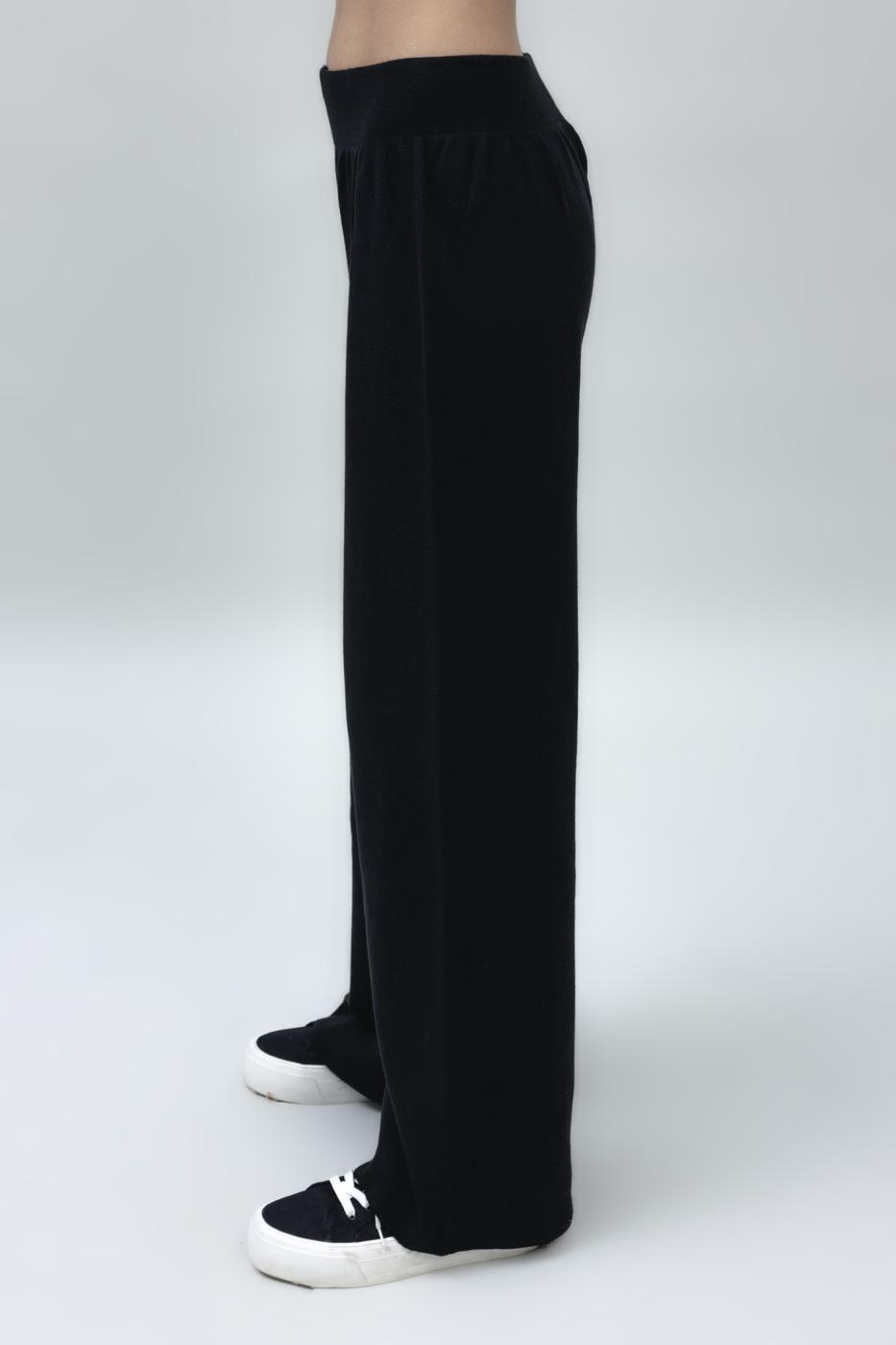 Bayan Siyah Bol Paça Triko Pantolon