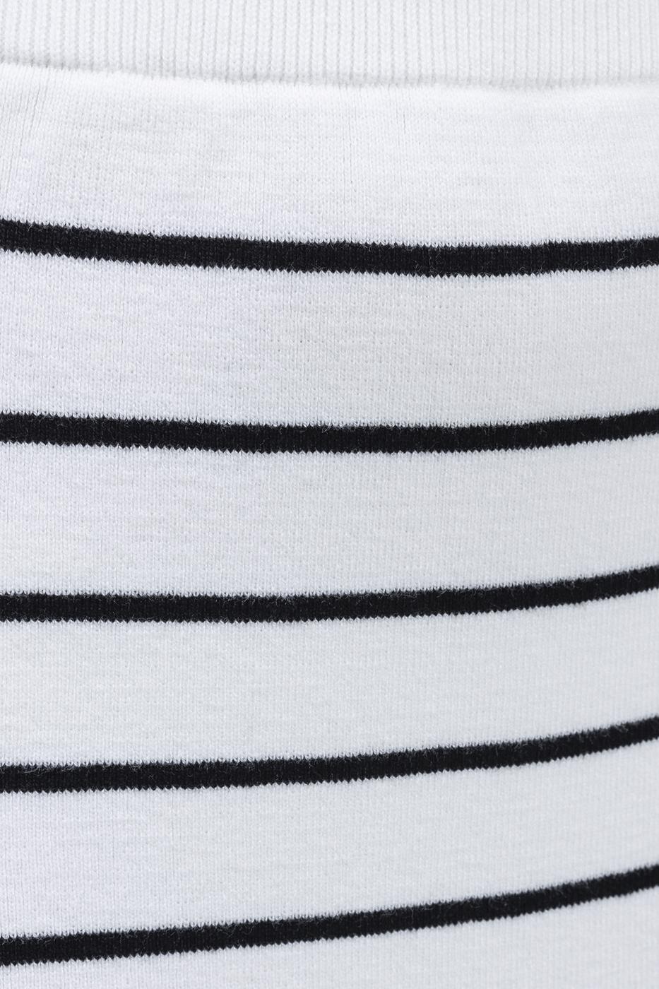 Bayan Beyaz Çizgili Triko Midi Kalem Etek