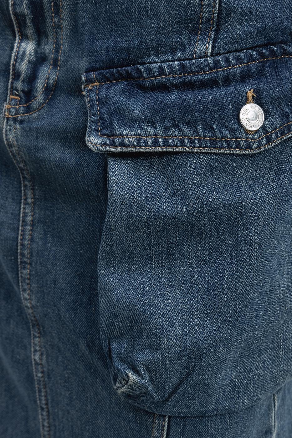 Bayan İndigo Kargo Cepli Maksi Denim Etek