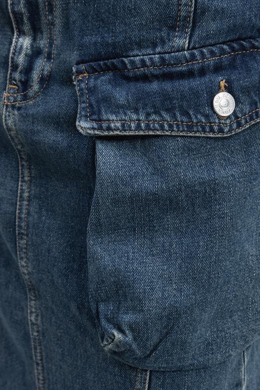 Bayan İndigo Kargo Cepli Maksi Denim Etek - BSL
