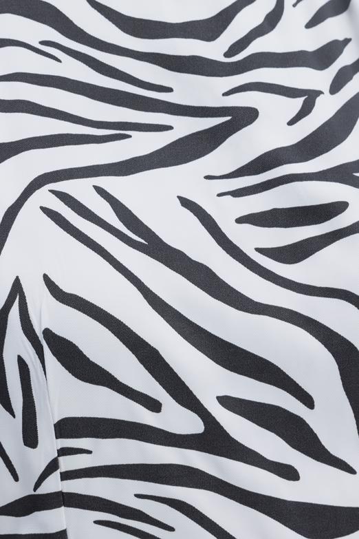 Bayan Beyaz Saten Zebra Desenli  Mini  Elbise - BSL