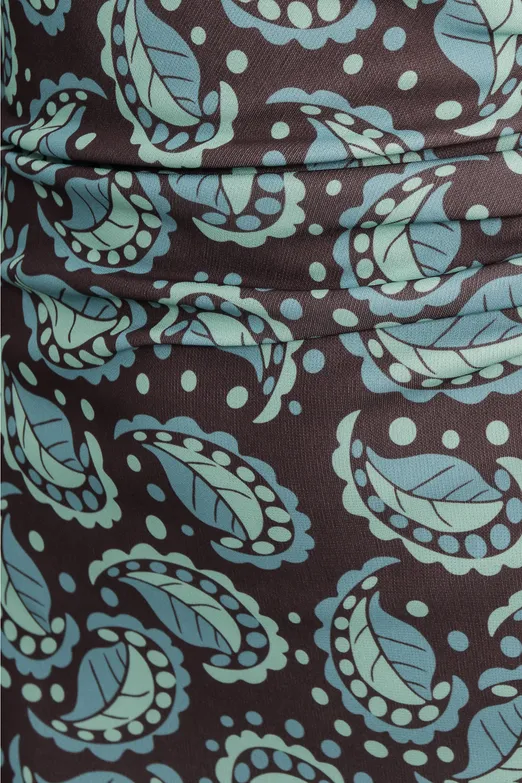 Bayan Yeşil Drapeli  Kalem Midi Elbise - BSL