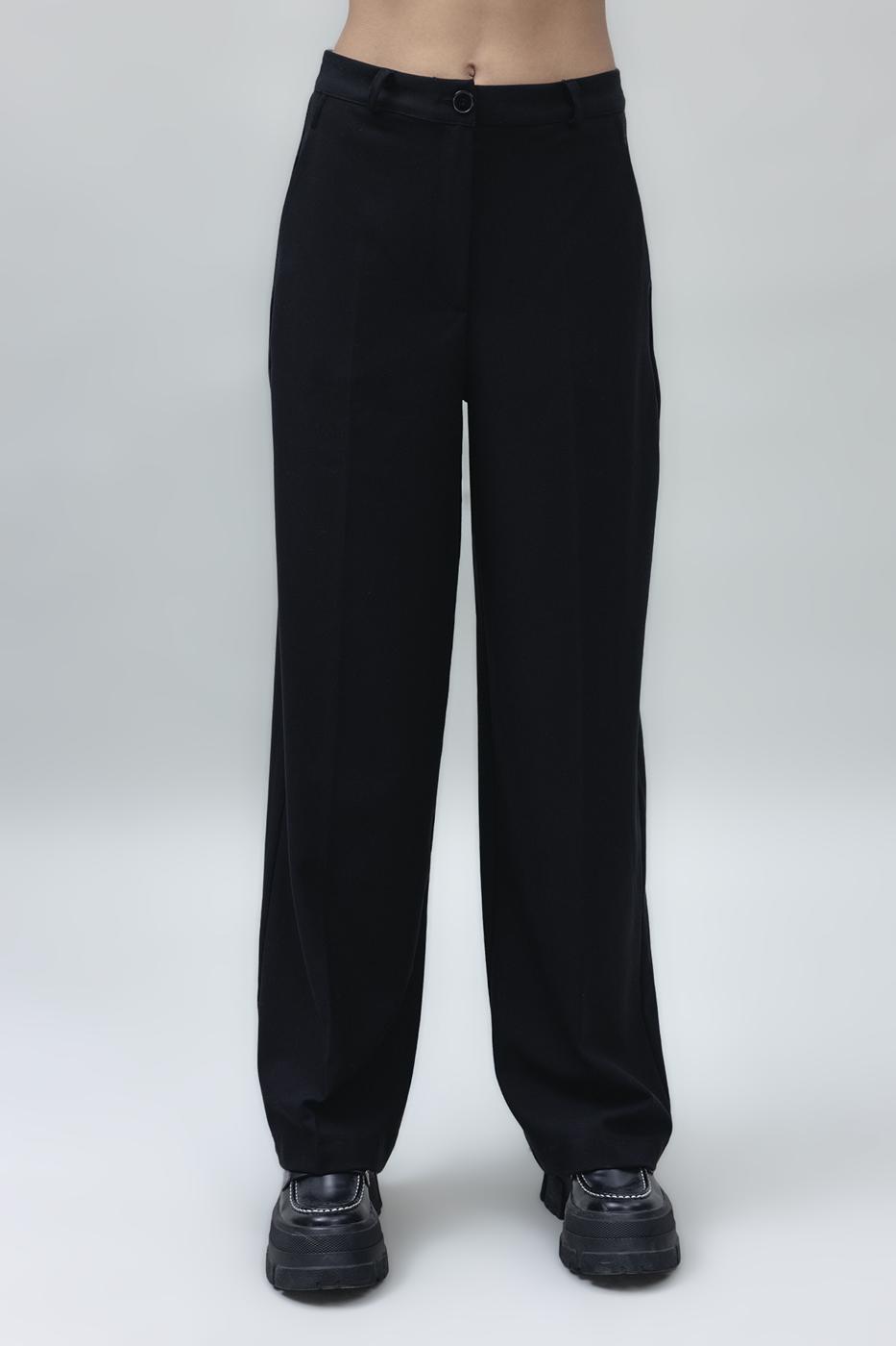 Bayan Siyah Yüksek Bel Düz Kesim Klasik Pantolon
