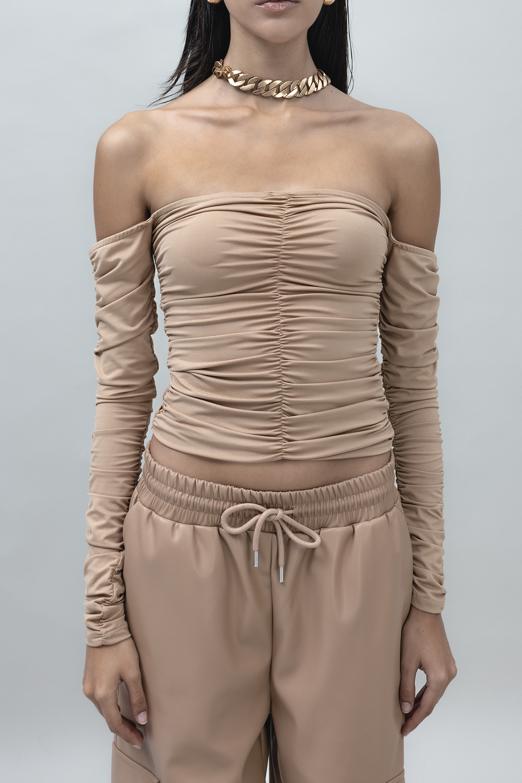 Bayan Bej Straplez Uzun Kollu Top - BSL