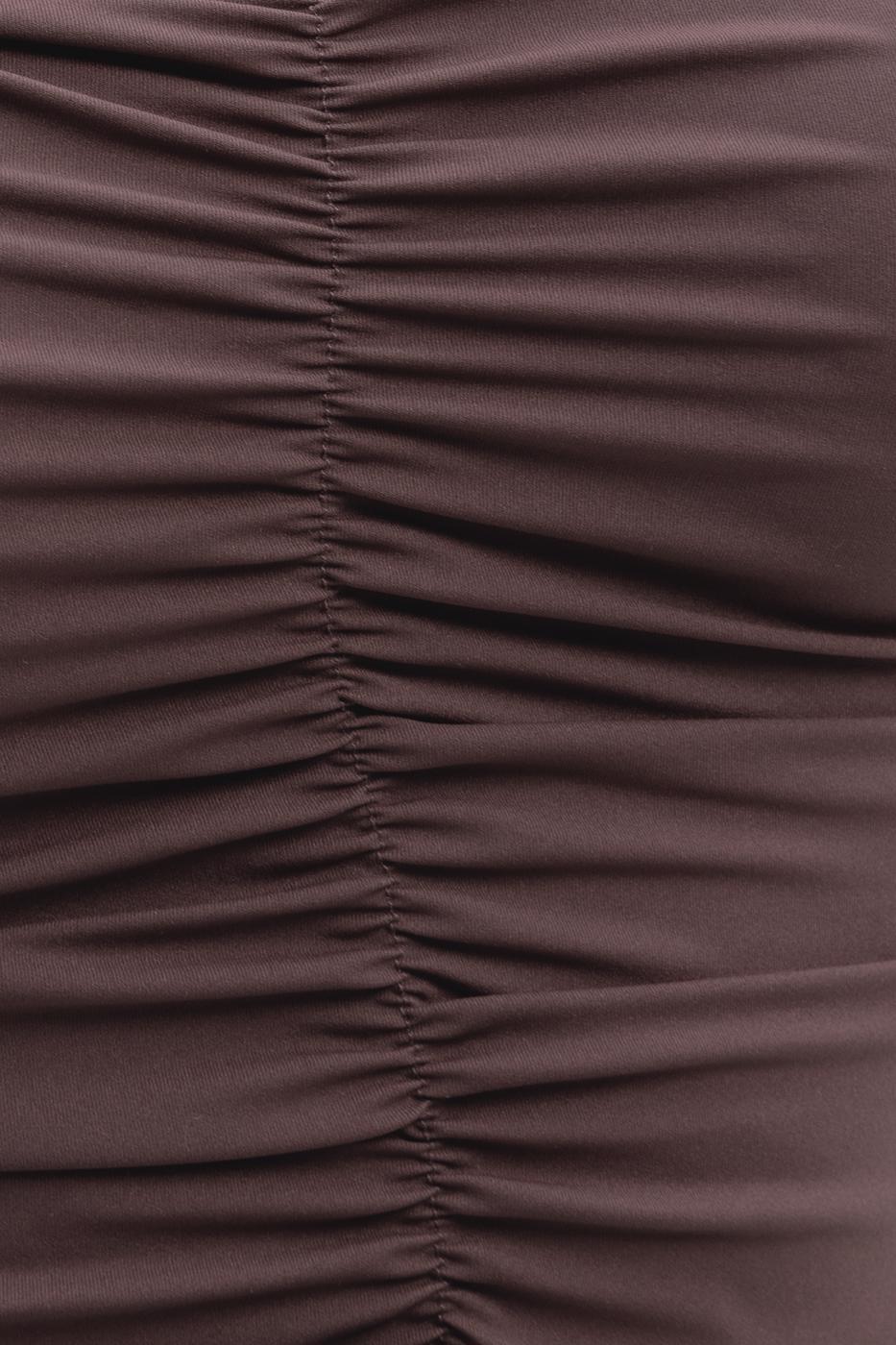 Bayan Kahverengi Straplez Uzun Kollu Top