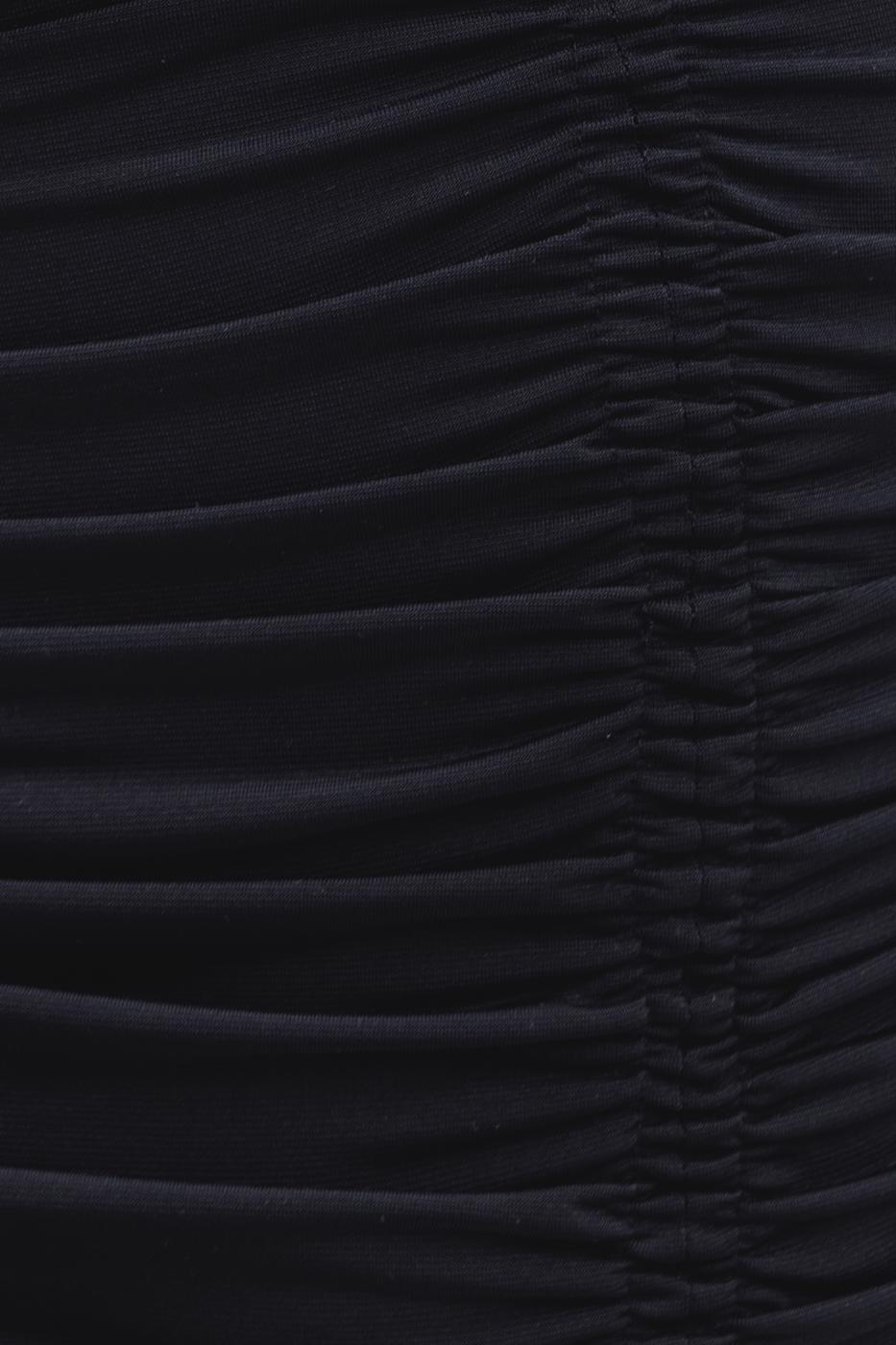 Bayan Siyah Drapeli Mini Kalem Elbise