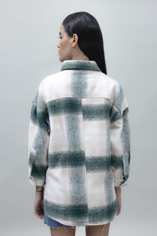 Bayan Yeşil Ekoseli Gömlek Ceket - BSL