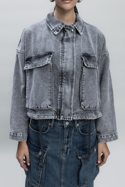 Bayan Antrasit Yarasa Kollu Denim Mont - BSL