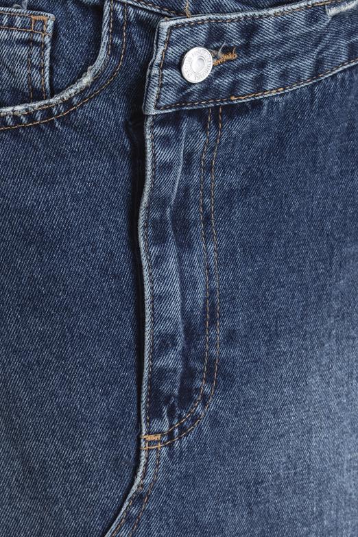 Bayan Mavi Asimetrik Kemerli Denim Etek - BSL