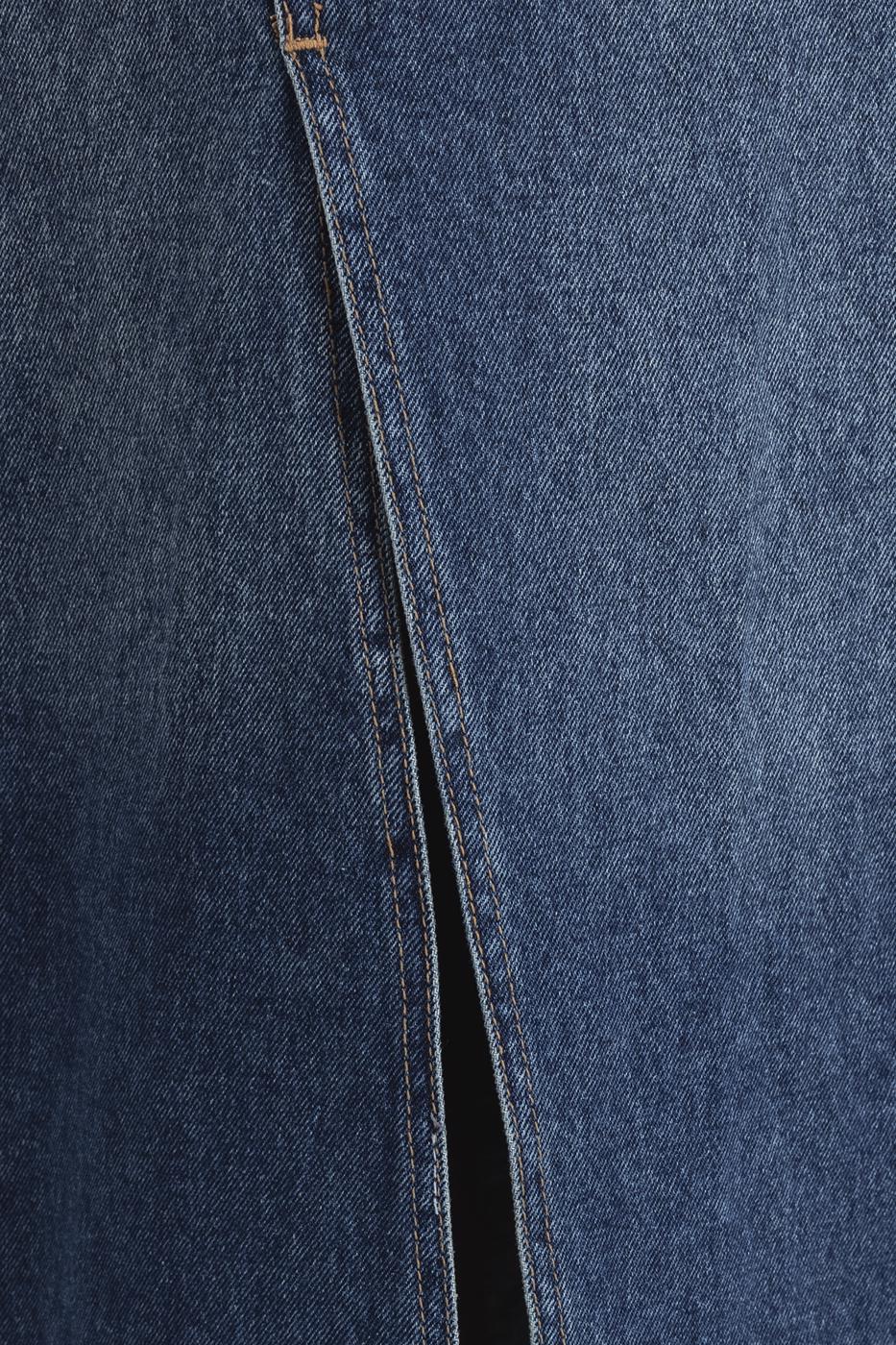 Bayan Mavi Asimetrik Kemerli Denim Etek