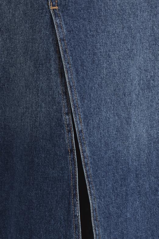 Bayan Mavi Asimetrik Kemerli Denim Etek - BSL