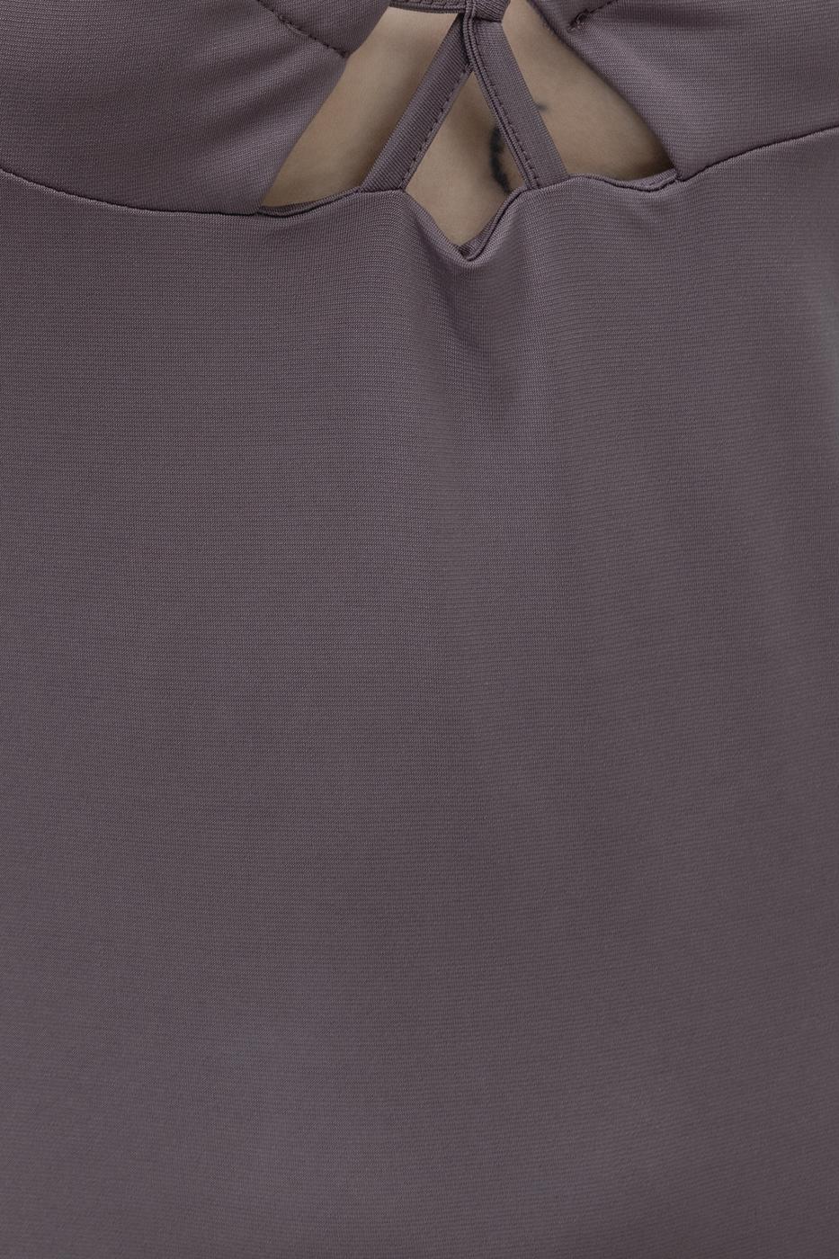 Bayan Vizon Derin Yaka Dekolteli Midi Kalem Elbise