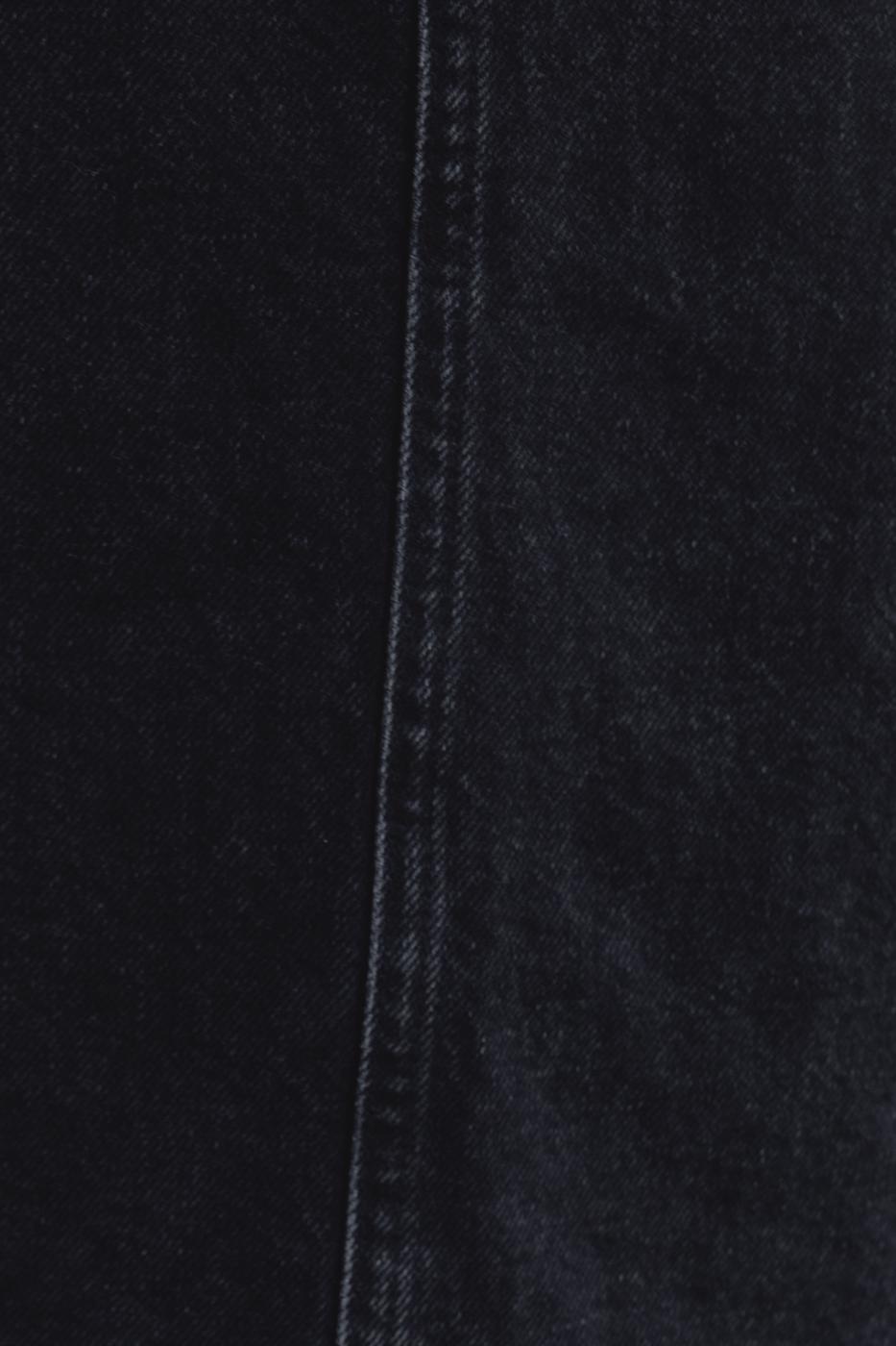 Bayan Siyah Düşük Bel Midi Denim Etek