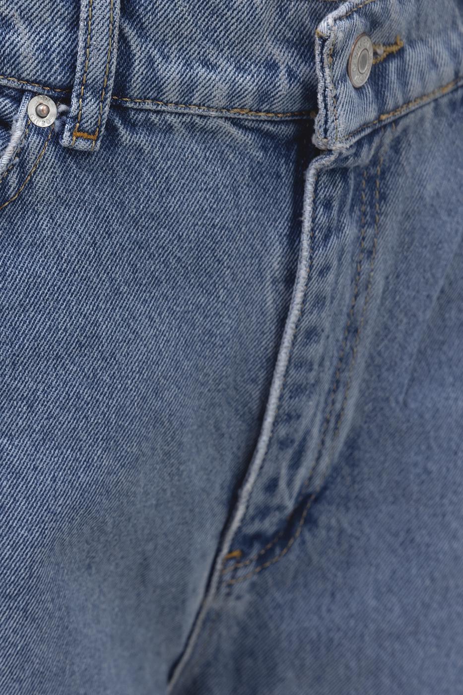 Bayan Mavi Yıpratmalı Bilek Boy Denim Pantolon