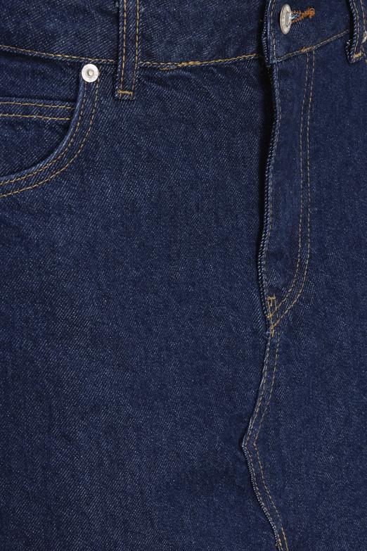 Bayan Lacivert Yırtmaçlı Denim Etek - BSL
