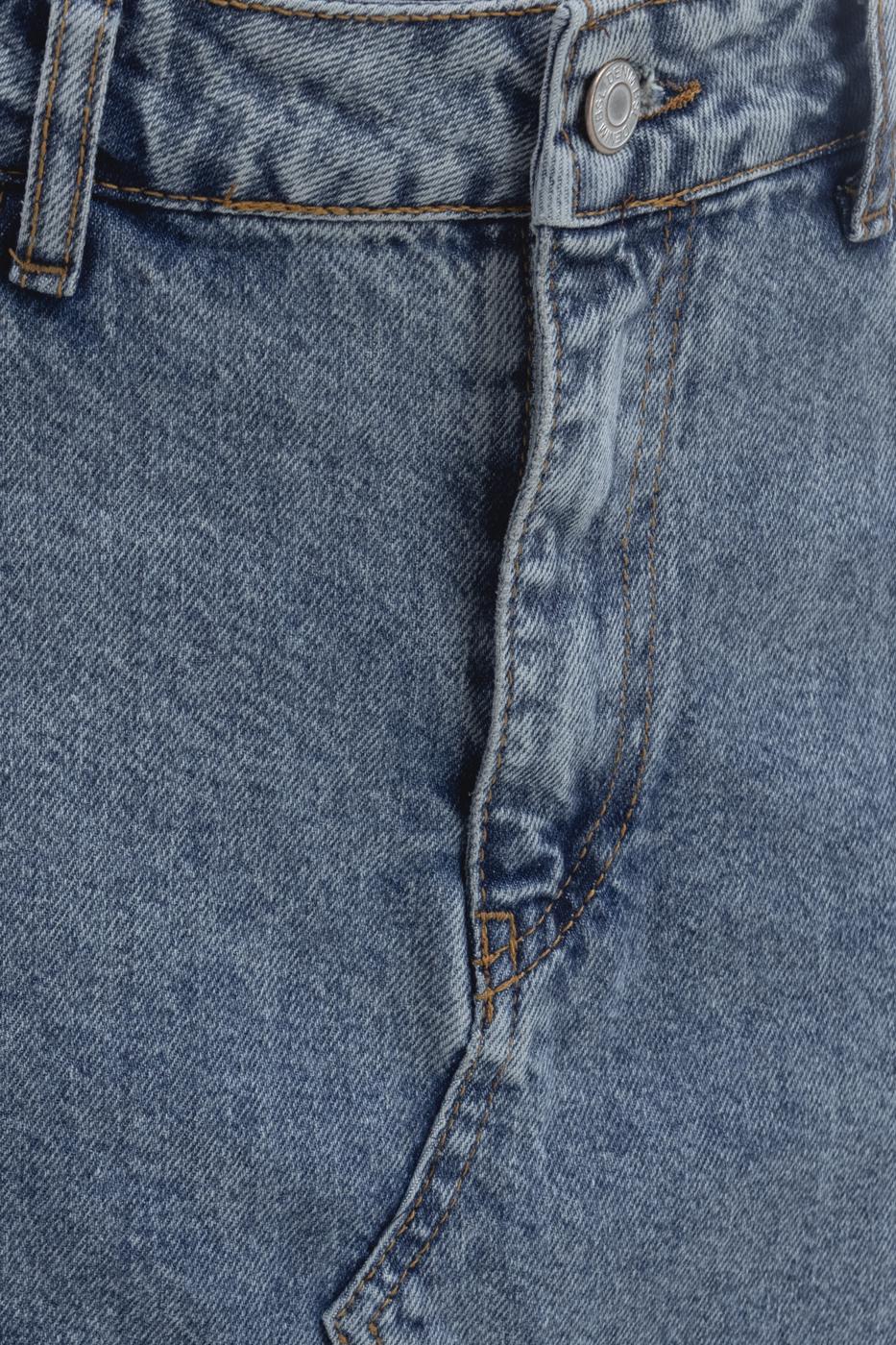 Bayan Mavi Yırtmaçlı Denim Etek