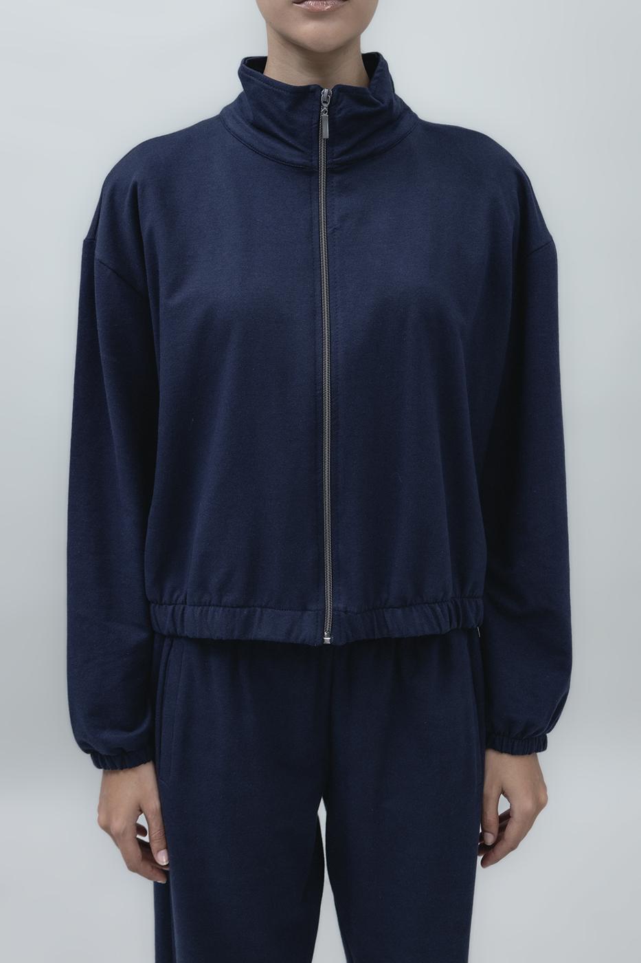 Bayan Lacivert Fermuarlı SweatShırt