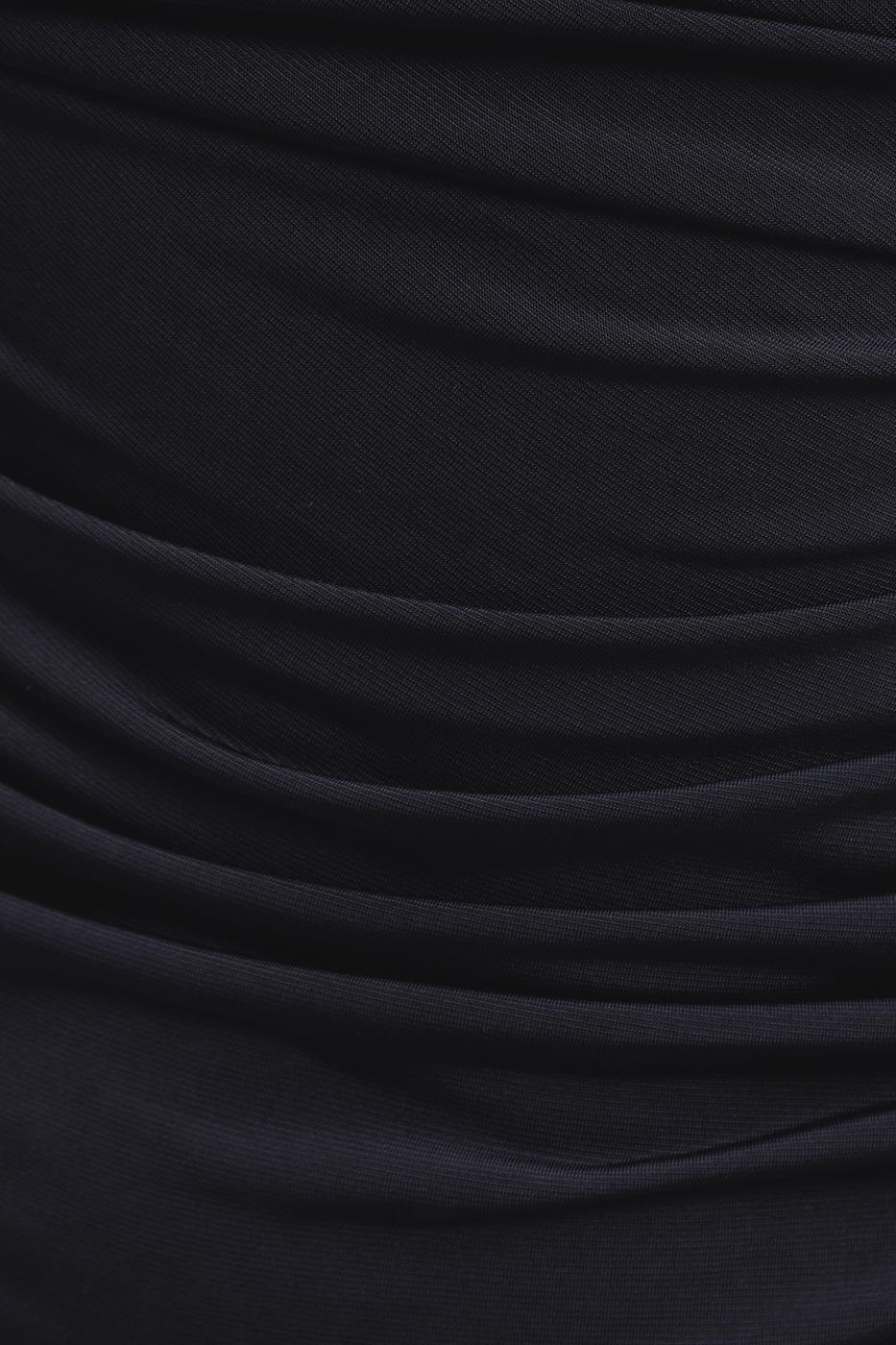 Bayan Siyah Drapeli Top