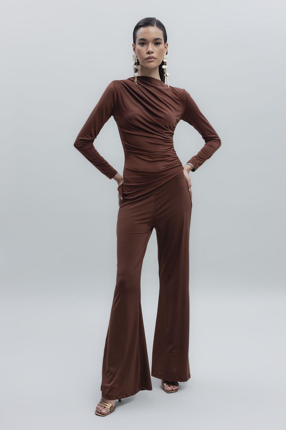 Bayan Kahverengi İspanyol Paça Pantolon