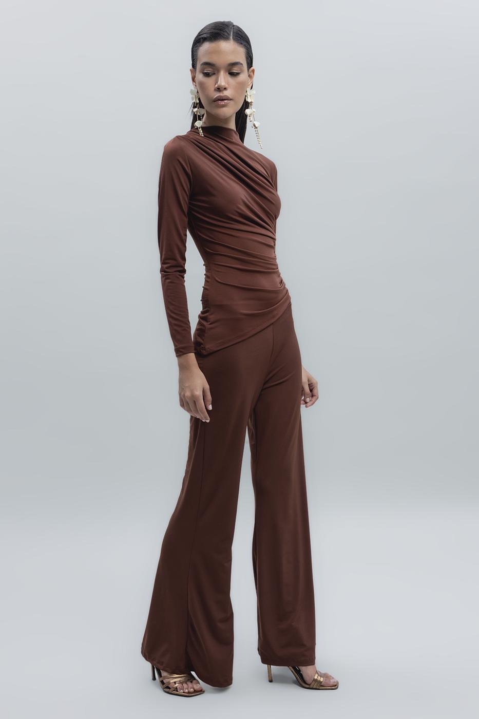 Bayan Kahverengi İspanyol Paça Pantolon