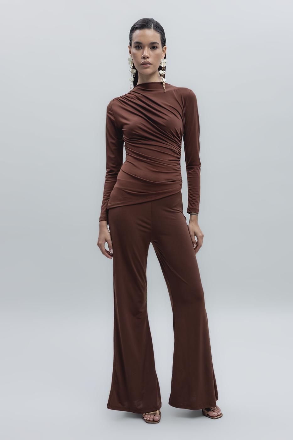 Bayan Kahverengi İspanyol Paça Pantolon