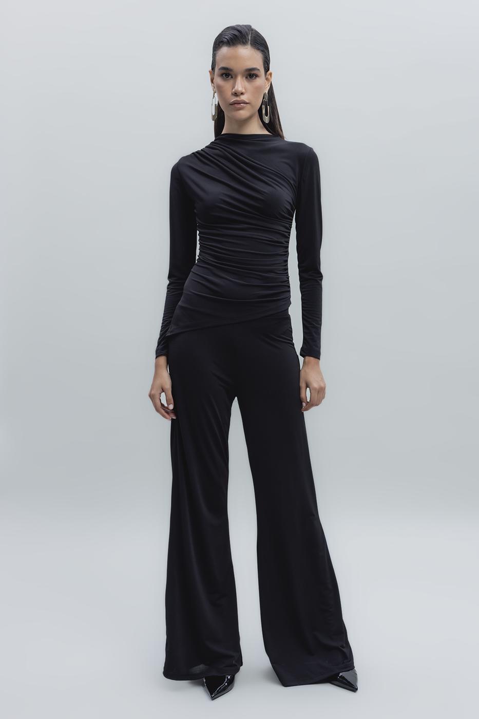 Bayan Siyah İspanyol Paça Pantolon