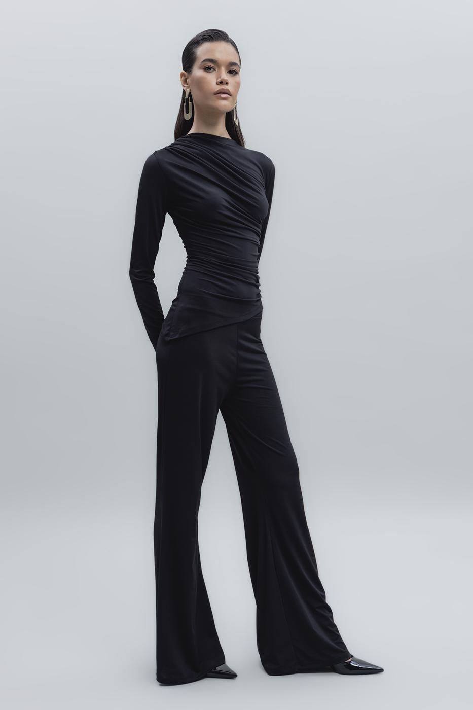 Bayan Siyah İspanyol Paça Pantolon