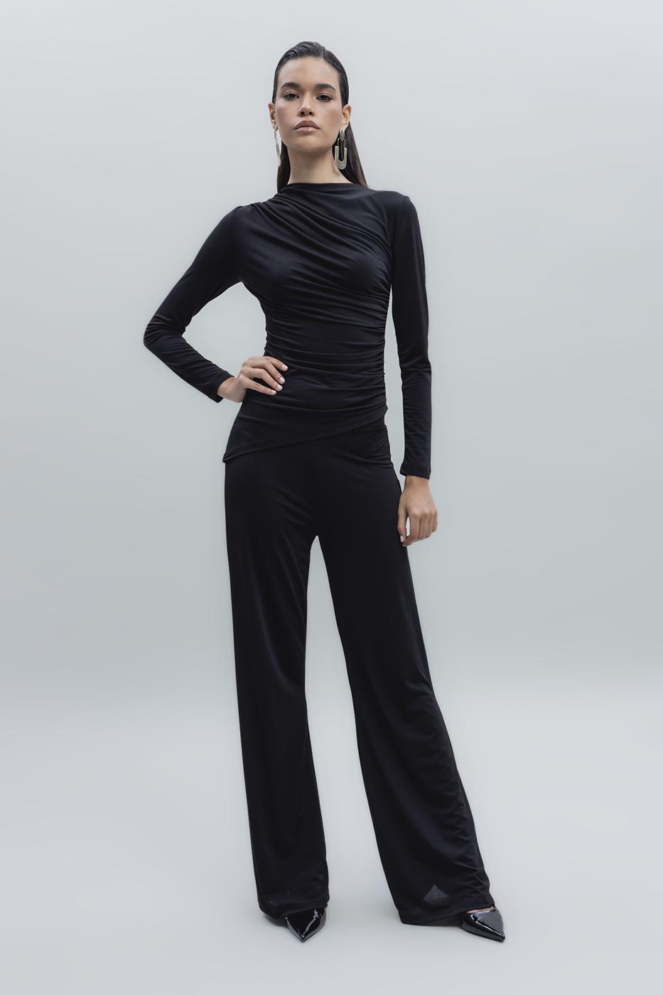 Bayan Siyah İspanyol Paça Pantolon