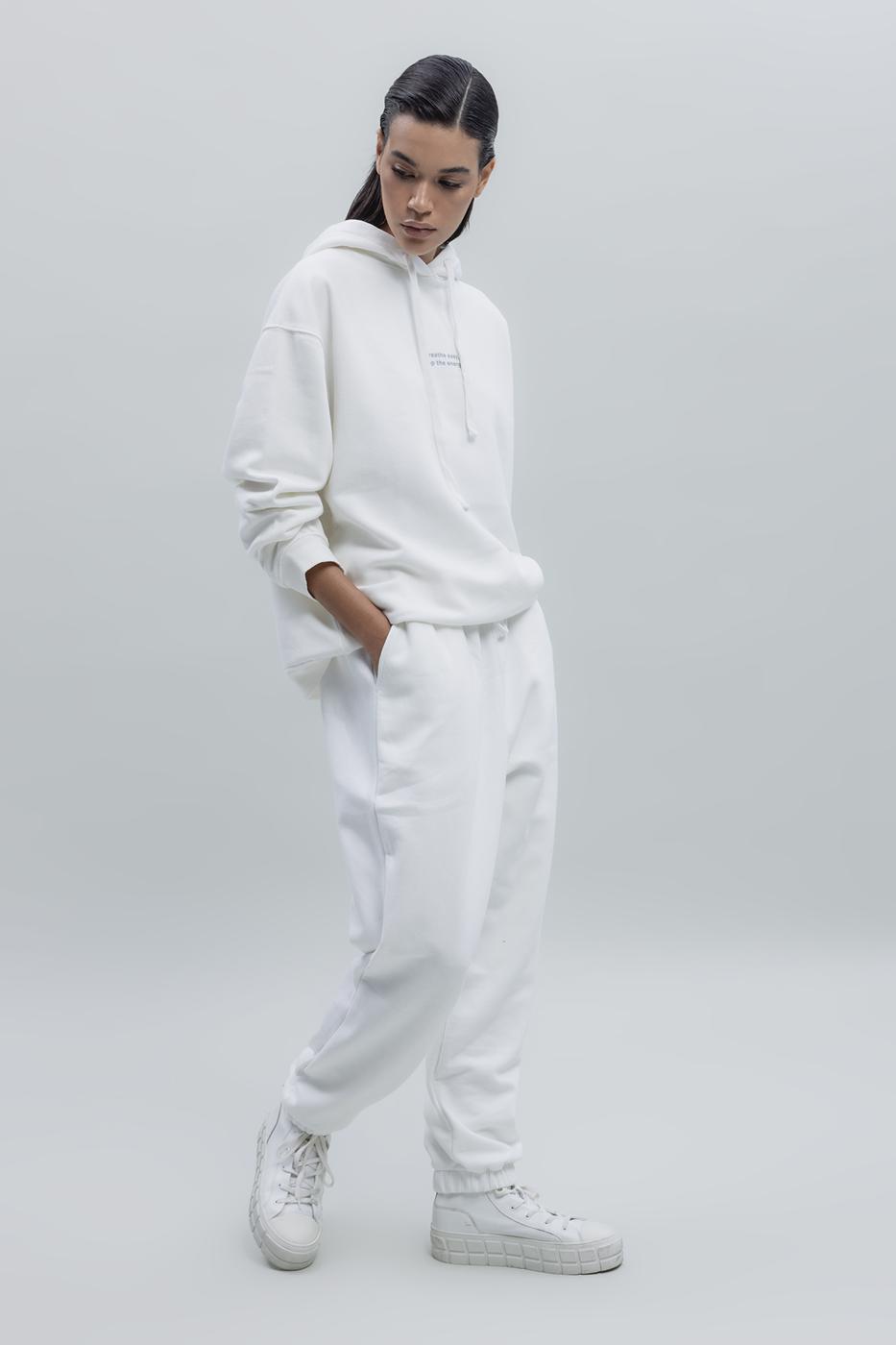 Bayan Ekru Şardonlu Jogger Pantolon