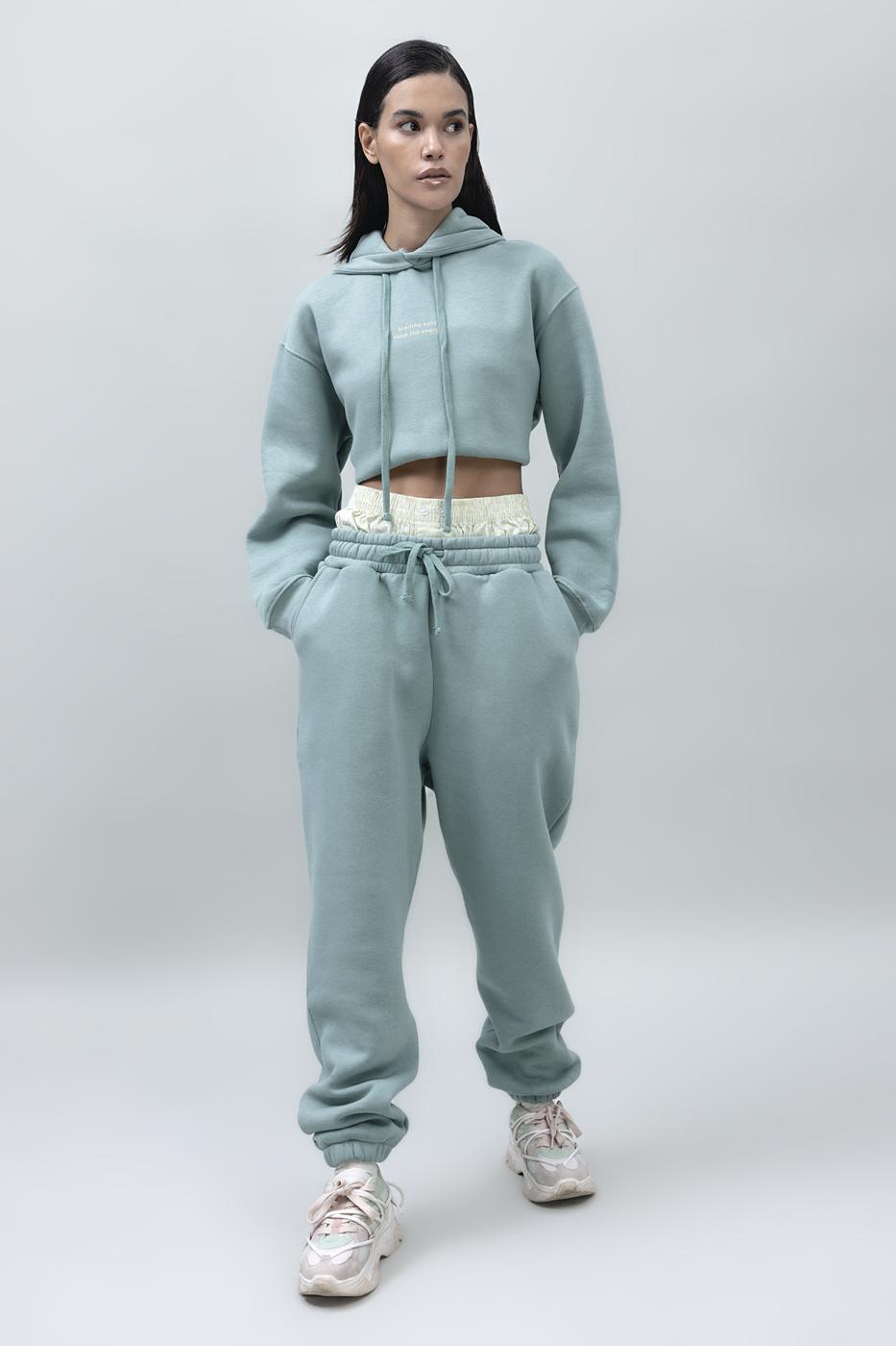 Bayan Yeşil Şardonlu Jogger Pantolon