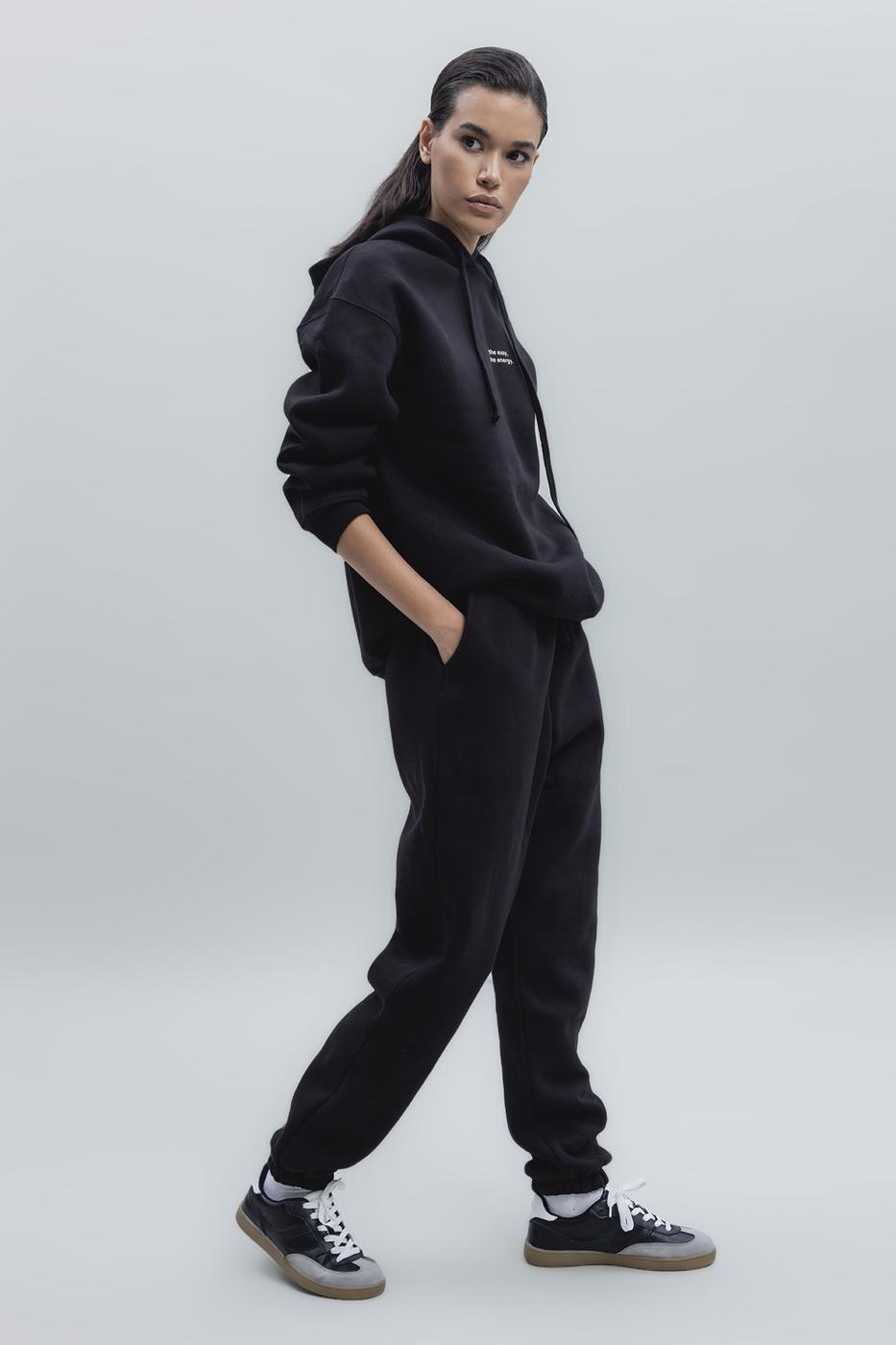 Bayan Siyah Şardonlu Jogger Pantolon