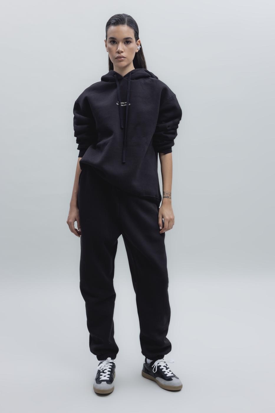 Bayan Siyah Şardonlu Jogger Pantolon