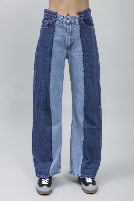 Bayan Mavi Bicolor Denim Pantolon - BSL