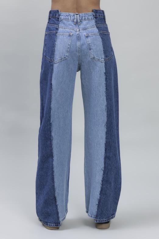 Bayan Mavi Bicolor Denim Pantolon - BSL